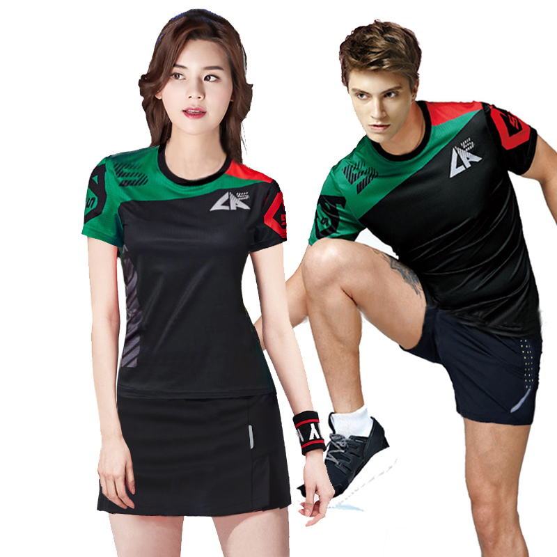 羽毛球服女短袖 上衣套装 男运动健身T恤速干情侣团购大码 比赛队服