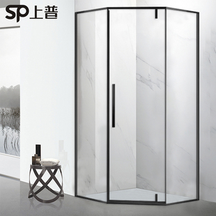 窄边一字形不锈钢淋浴房干湿分离卫生间玻璃门简易隔断`移门浴屏