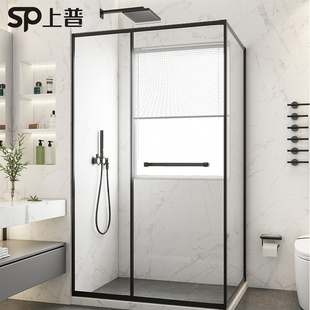 淋浴房隔断浴屏干湿分离卫生间L形方型推拉移门玻璃不锈钢沐浴房