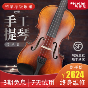 玛蒂尼MN 02小提琴专业考级成人儿童初学者入门演奏手工实木 新款