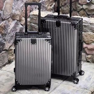 SGG全铝镁合金拉杆箱万向轮直角行李箱男女20密码 登机旅行箱26寸