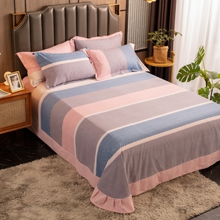 全棉生态磨毛床单单件加厚床品被单子双人加大圆角贴边纯棉布床单