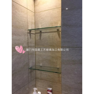 可定制 浴室淋浴房置物架 卫生间置物架 钢化玻璃壁龛隔板 角落架