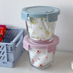 玻璃饭盒圆形保鲜碗微波炉可用带盖汤碗学生便携上班族家用保鲜盒