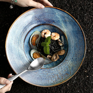 DXC创意汤盘深盘陶瓷家用盘子北欧风格 西餐餐具草帽盘意大利面盘