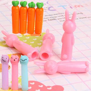 保护铅笔套握笔器延长器接笔可爱兔子小学生笔帽盖防断节约胡萝卜