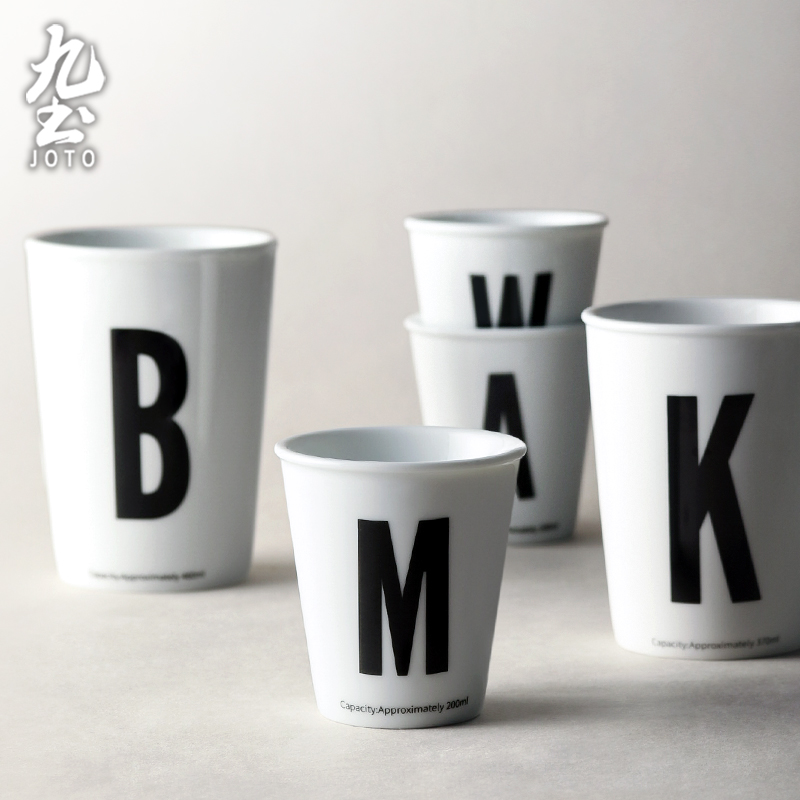 九土手工陶瓷咖啡杯简约字母情侣水杯创意可乐果汁冷饮杯啤酒杯子