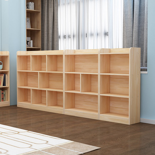 儿童书柜落地实木组合松木书橱储物柜格子柜转角柜原木置物架书架
