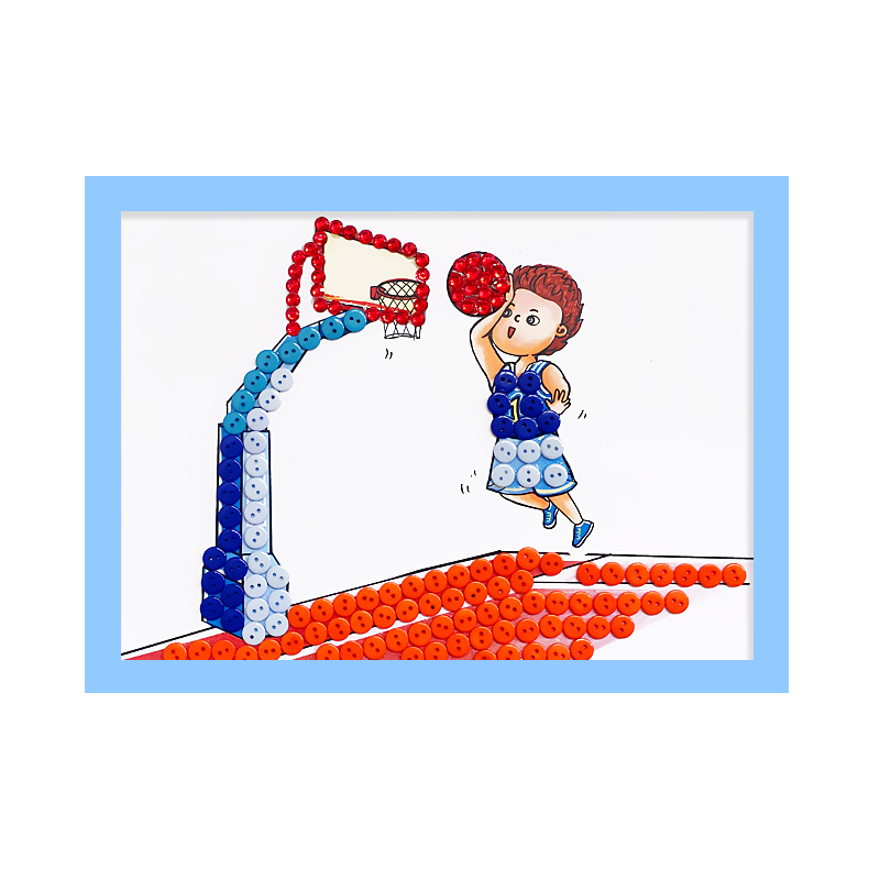 运动主题足球篮球校运动会儿童手工diy制作材料包创意纽扣贴画