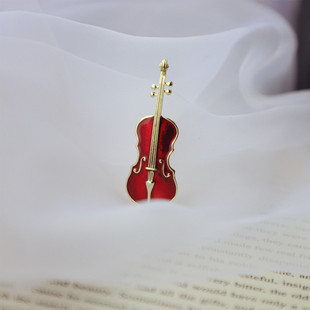 情怀音乐家 精致复古红色小提琴珐琅胸针 毛衣披肩西装 配饰领针