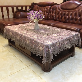 欧式 茶几布台布桌垫布艺蕾丝花边客厅家用式 长方形美式 深色餐桌布