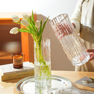 舍里玻璃花瓶摆件客厅透明插花玫瑰轻奢高级感鲜花百合餐桌插花瓶