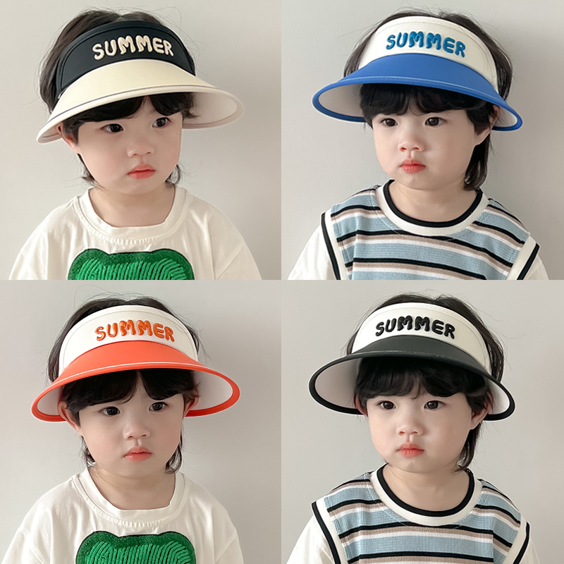 大檐男童女童遮阳帽宝宝防紫外线空顶帽出游透气韩版 儿童帽子夏季