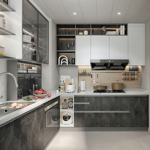 新款 欧派家用整体橱柜定制石英石台面现代简约厨房厨柜收纳柜定做