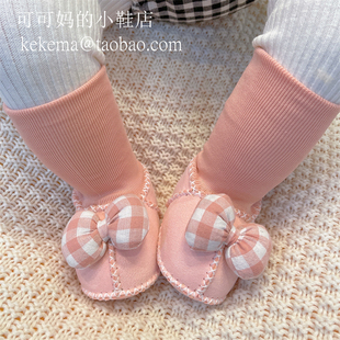 1岁新生婴儿冬季 加绒皮毛一体保暖3 9个月宝宝防掉软底步前鞋