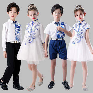 六一儿童合唱服幼儿园舞蹈服青花瓷中国风学生诗朗诵大合唱演出服
