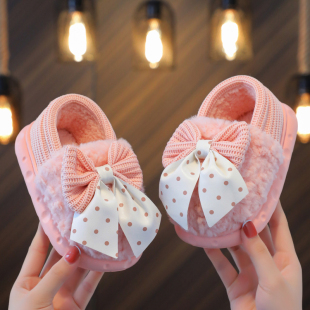 亲子款 小公主儿童棉拖鞋 2024新款 可爱女童加绒加厚底包跟宝宝棉鞋