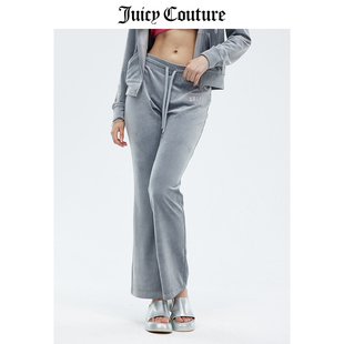 Juicy Couture橘滋休闲裤 美式 运动高腰微喇天鹅绒长裤 新款 女春季