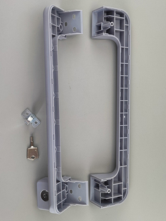 冰柜门拉手卧式 门锁冰箱门配件 塑料冷柜平面把手带锁 非弧形提手
