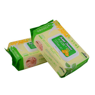 水肌肤湿巾新生宝宝儿童大豆纤维湿纸巾用品带盖清洁巾80片2包