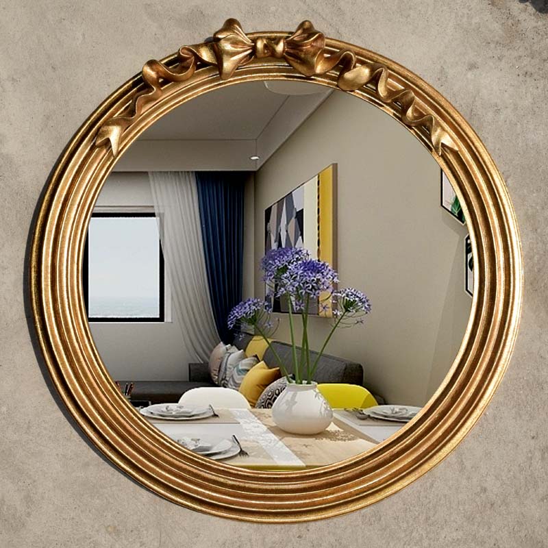 美式 现代蝴蝶结壁挂化妆镜美容镜欧式 浴室镜玄关装 饰镜卫生间镜子