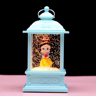 卡通发光飘雪花白雪童话公主水晶风灯音乐盒手提灯儿童女生日礼品