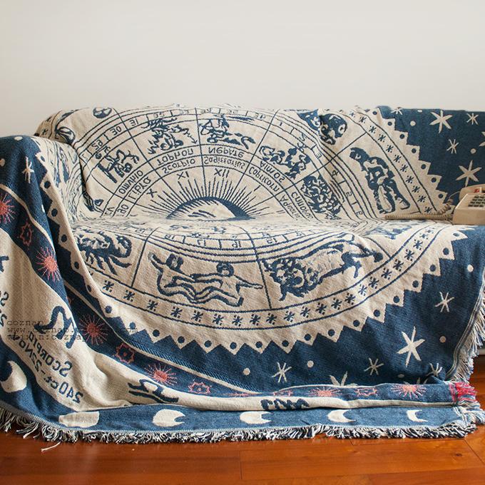 毯子线毯 卧室盖毯沙发罩沙发巾纯棉地中海风全盖 客厅沙发毯美式
