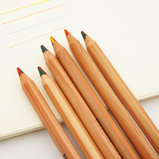 马可彩色铅笔四色一笔多色彩铅彩虹笔渐变色七彩混色魔幻彩铅笔画