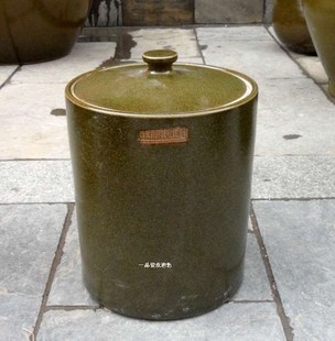 茶叶末釉酒坛酒缸 直筒普洱茶缸 10斤30斤50斤景德镇陶瓷带盖米缸