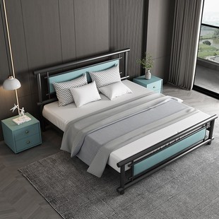 铁艺双人床1f.8米加厚加固环保铁床简约公寓出租房1.5米单人铁架