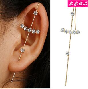 piercing earrings diamond hook ear needle Ear stu 速发inlaid
