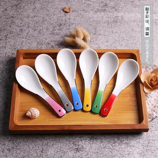 10个小勺子 日式 家用陶瓷陶瓷汤勺汤匙饭匙汤匙 搅拌勺 勺子陶瓷5