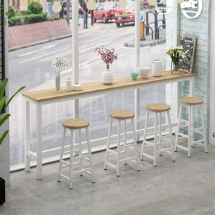 吧台桌商脚长桌子靠墙u桌家店餐桌奶茶用高用桌椅长条桌窄