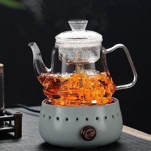 电磁炉用玻璃蒸茶壶蒸汽煮茶器蒸煮两用耐高温加厚玻W璃煮茶壶家