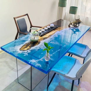 环氧树脂胶河流桌实木桌面大板原木茶桌茶几茶台1米8创意木板桌子