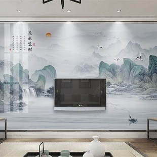 定制新中式 岩板背景墙瓷砖轻奢现代简约石材大板客厅电视机背景墙