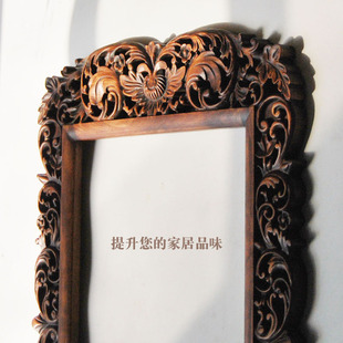 风F格镂空做旧镜框家居浴室 欧式 特惠新品 高档新品 实木雕刻美容镜