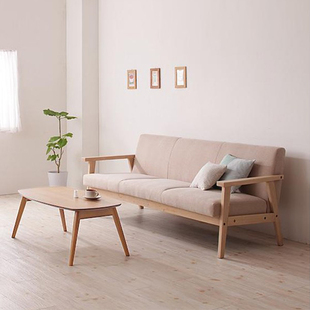 北欧日式 家具民宿客厅o小户型双人三人租房实木简易办公布艺沙发