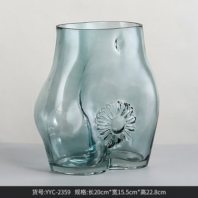 轻奢体型创意玻璃花瓶摆件客厅插花瓶水培玫瑰郁金香艺术花器