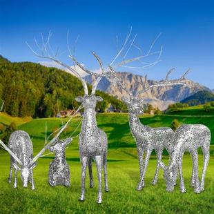 户外大型不锈钢鹿雕塑城市园y林景观动物雕塑创意甲骨文麋鹿雕