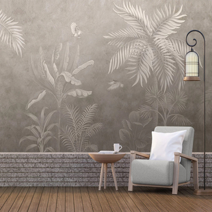 北欧电视背景墙纸壁纸热带雨林卧室客厅壁纸墙布现代简约奢华壁画