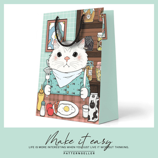 可爱卡通小猫精美礼品袋生日节日礼物袋儿童零食包装 袋大号手提袋