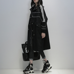 2022秋季 新款 黑色风衣女中长款 立领时尚 休闲气质宽松显瘦外套 韩版