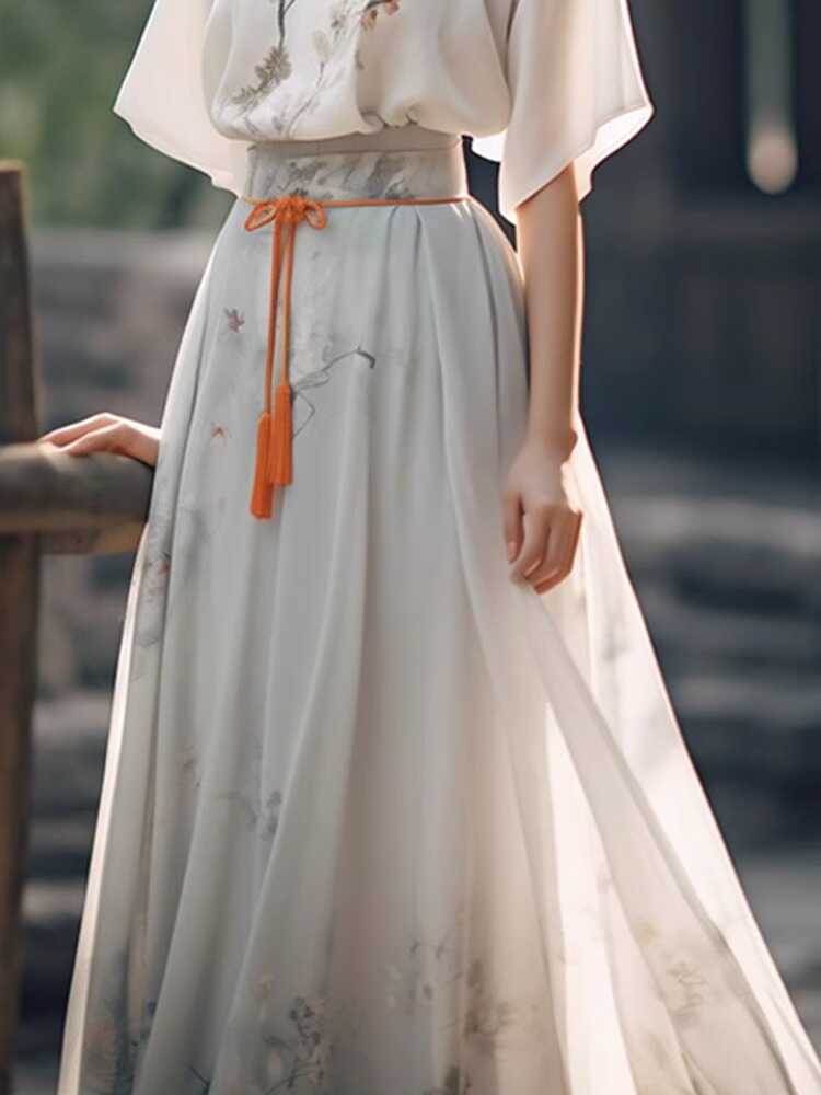 新中式 国风女装 2024夏季 改良气质汉服日常成人马面裙两件套装 薄款