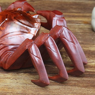 大闸蟹木质铁花梨木大号螃蟹实木雕刻螃蟹摆件红木工艺品