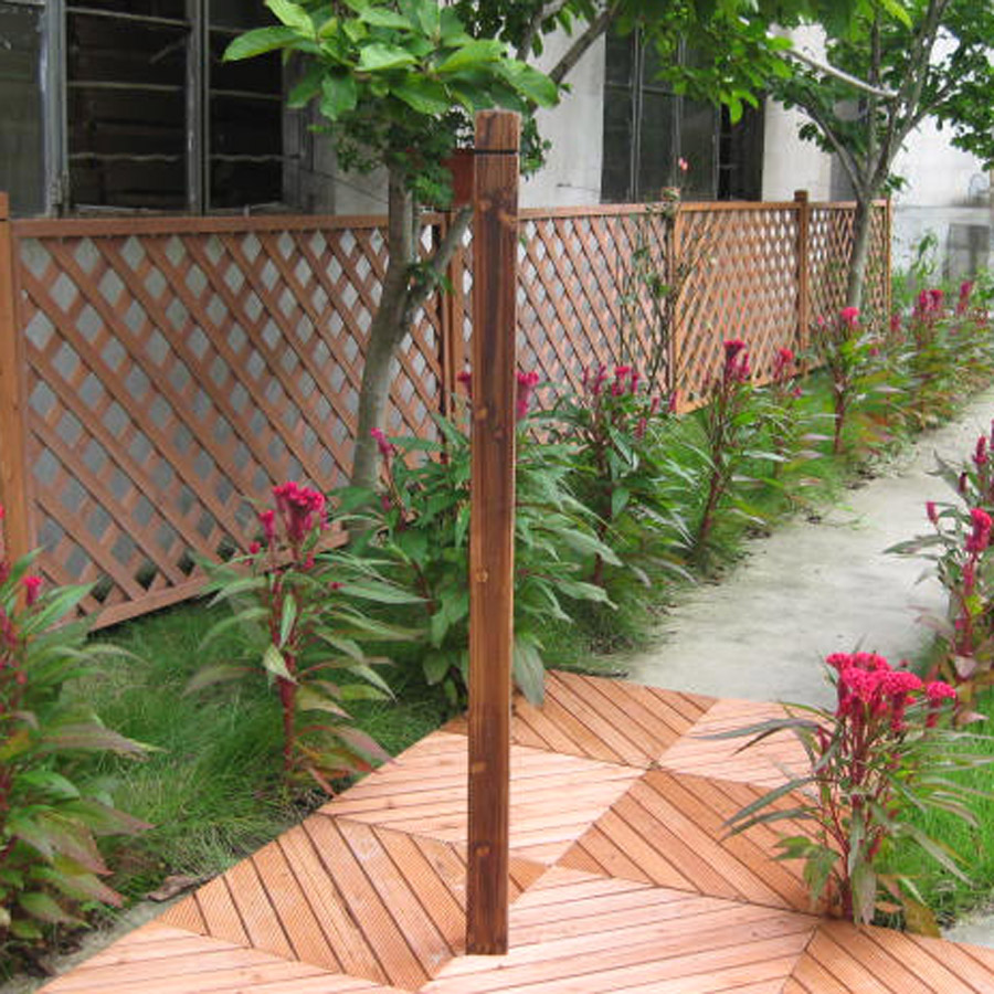 碳化网格网片栅栏篱笆围栏专用固定支架支柱立柱木桩木柱原木柱子