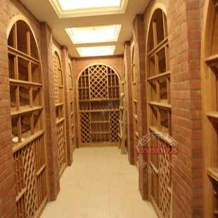设计订制地窖式 恒温酒窖 一站式 古典式 酒柜酒窖工程每方 仿古酒架