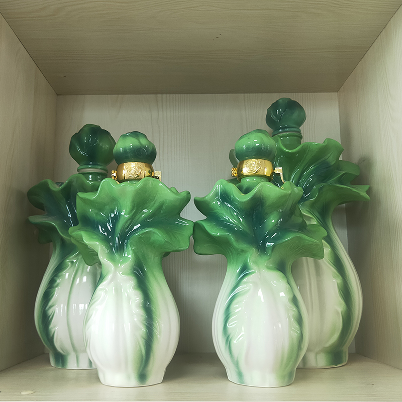 陶瓷空酒瓶1斤3斤5斤现代创意绿色百财如意存酒缸酒罐个性 酒壶