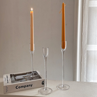 婚庆酒店餐厅样板软装 透明玻璃蜡烛台创意浪漫时尚 欧式 高脚酒杯式