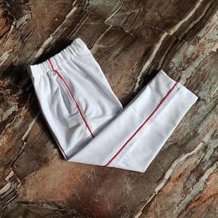 纯白色一条道正红色细杠儿童男女中小学生加绒运动休闲校服裤 子